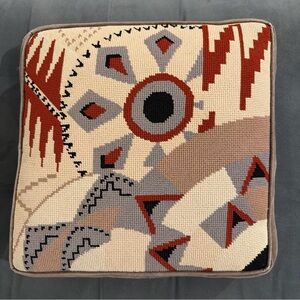 Vintage Needlepoint Navajo Southwest Decor Throw Pillow 12.5” Down Filled Velvet
